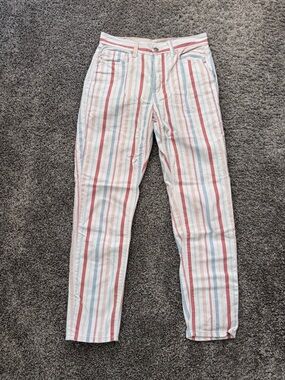 American Eagle Outfitters Red & Blue Striped Cropped Pants